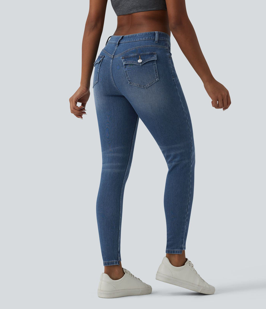 Jean skinny 7/8 décontracté taille basse Halara Flex™ avec poches