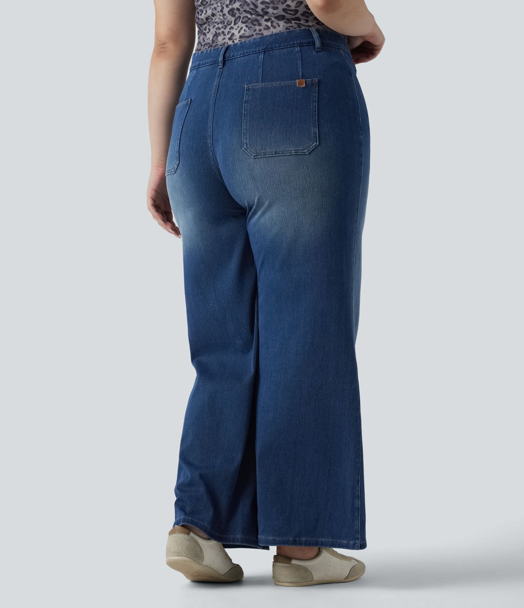 Halara Flex™ Jean large casual grande taille taille haute ventre plat avec poches