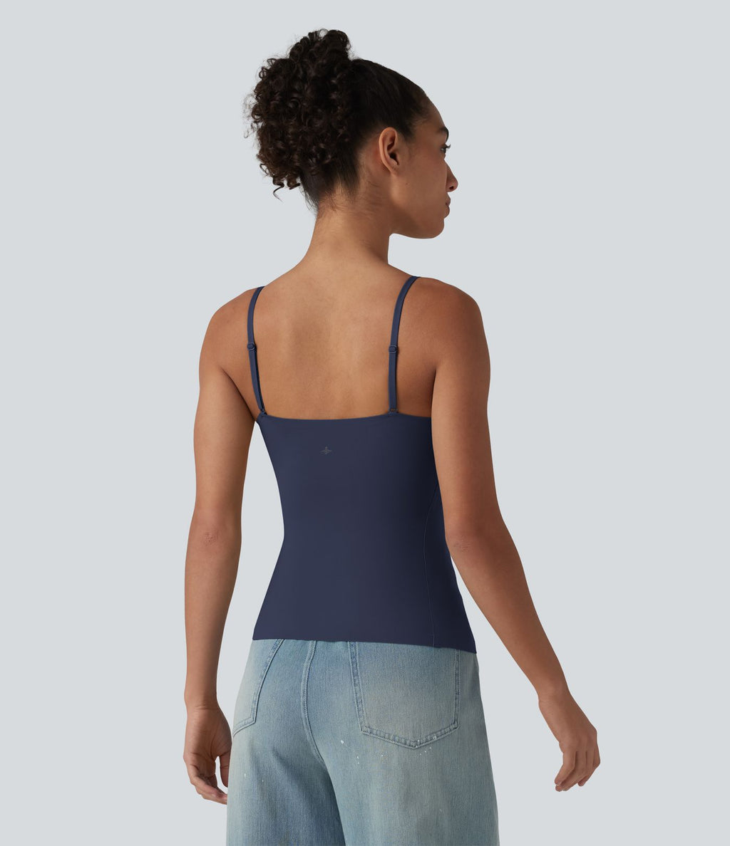Débardeur décontracté à col rond et soutien-gorge intégré, bonnets BE