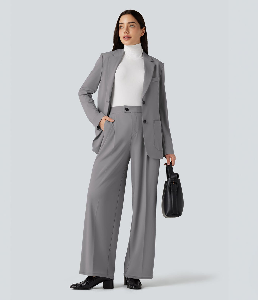 Blazer de travail col cranté infroissable à manches longues Halara Flex™ Suit avec poches
