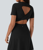 Robe de sport danse mini évasée à découpes D-F