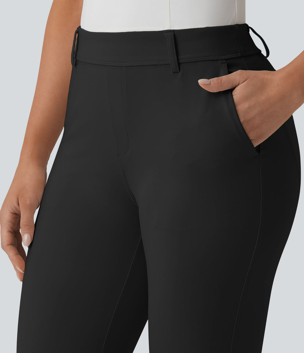 Pantalon de golf slim taille mi-haute séchage rapide avec poche pour tee, UPF 40+
