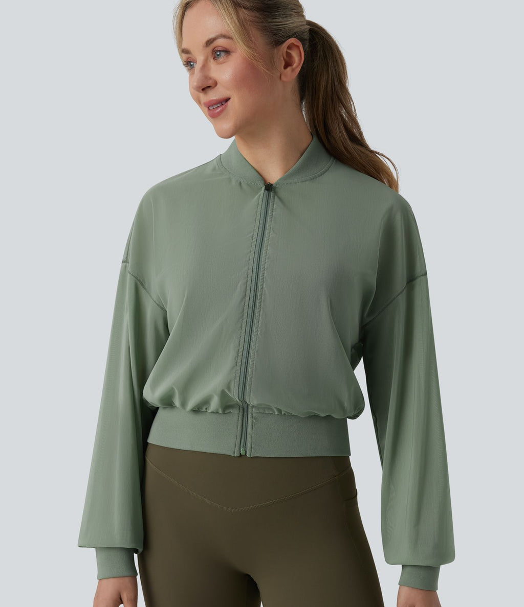 Veste bomber yoga mesh manches longues