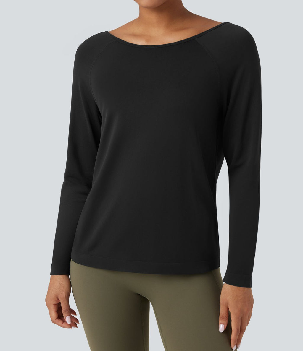 Haut de sport décolleté rond à manches longues sans couture OneForm Seamless Flow