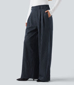 Pantalon de travail Halara Flex™ ample à rayures, taille haute, avec poches