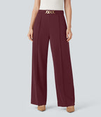 Pantalon de travail coupe droite taille haute avec chaîne métallique avec poches