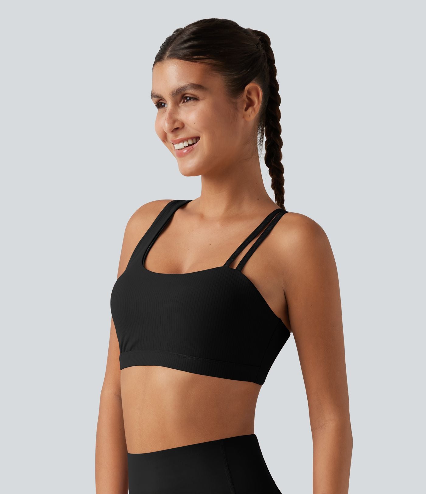 Brassière de running Halara UltraSculpt™ côtelée maintien léger asymétrique avec découpe et coussinets amovibles