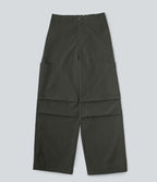 Pantalon parachute large fluide décontracté en polaire taille haute avec poches
