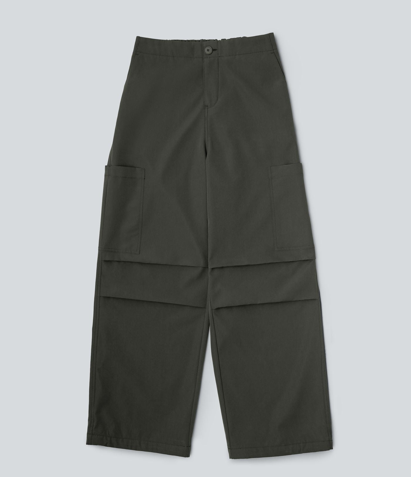 Pantalon parachute large fluide décontracté en polaire taille haute avec poches