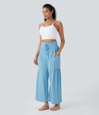 Pantalon de yoga large gainant taille haute avec cordon de serrage et effet frais InstantCool avec poches, protection solaire UPF50+