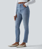 Jean Halara Flex™ taille haute slim délavé décontracté avec poches