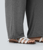 Pantalon de jogging décontracté à taille haute croisée avec poches latérales et cordon de serrage