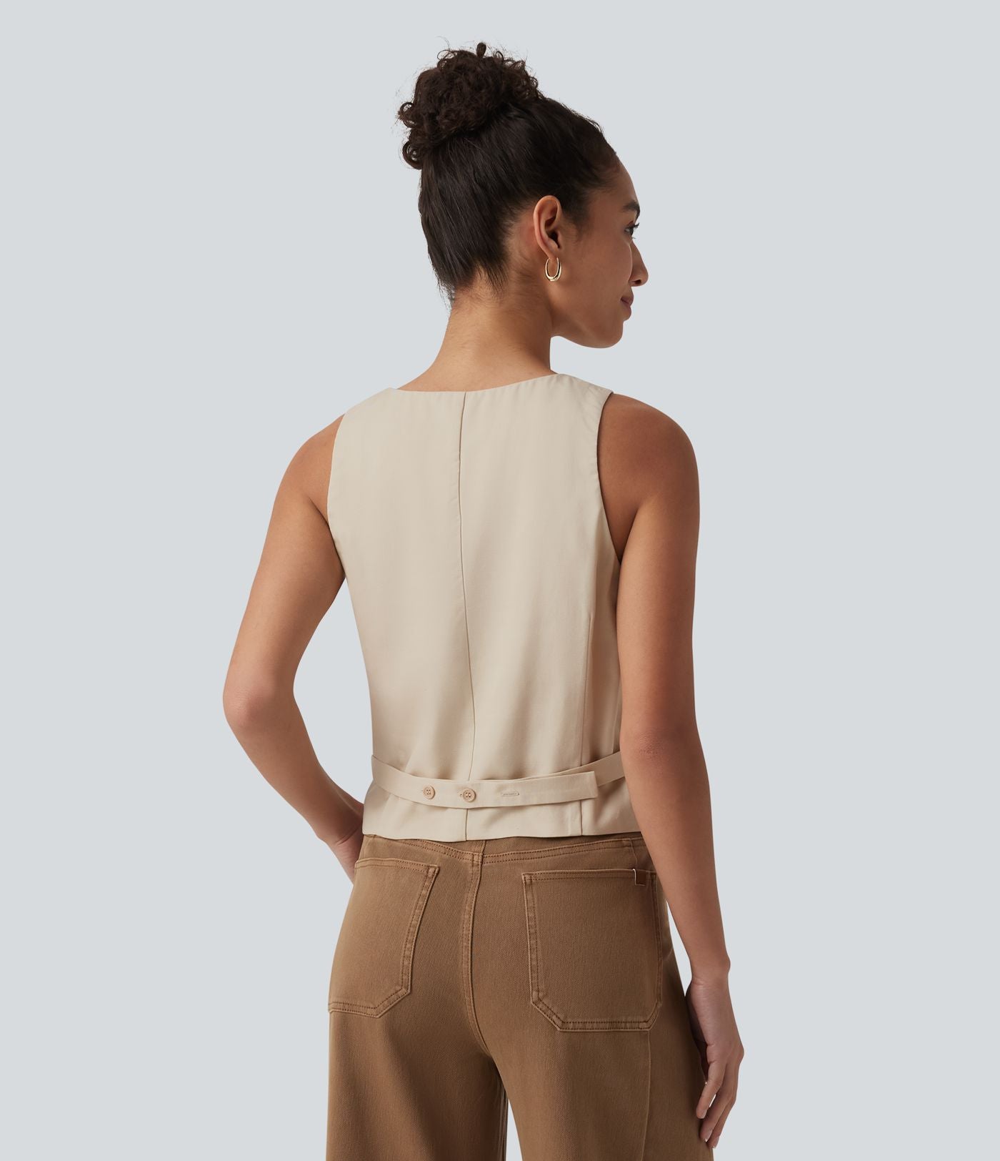 Gilet casual en mélange lin à col V