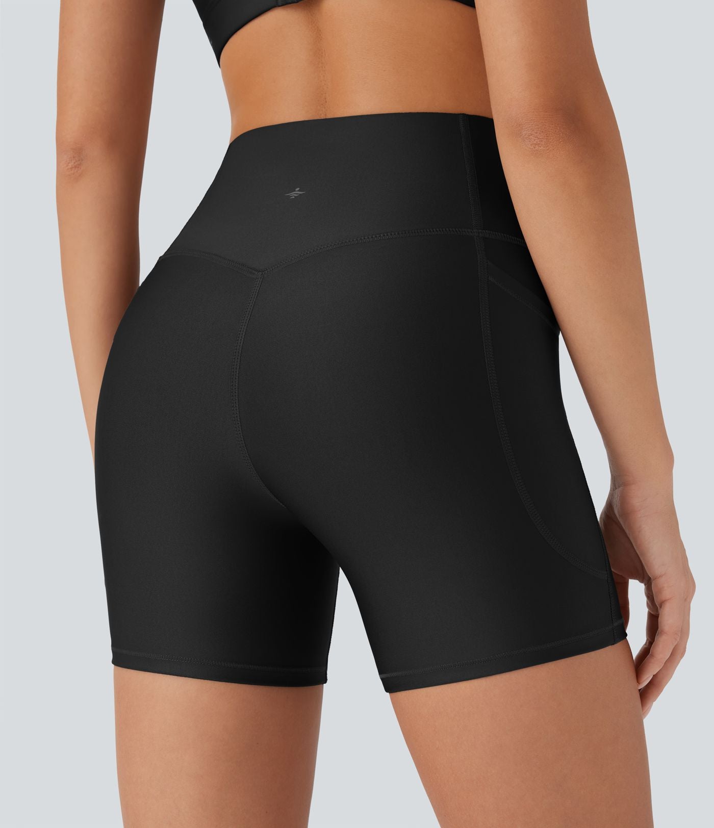 Short cycliste 12,5 cm de course gainant taille haute brillant avec poches