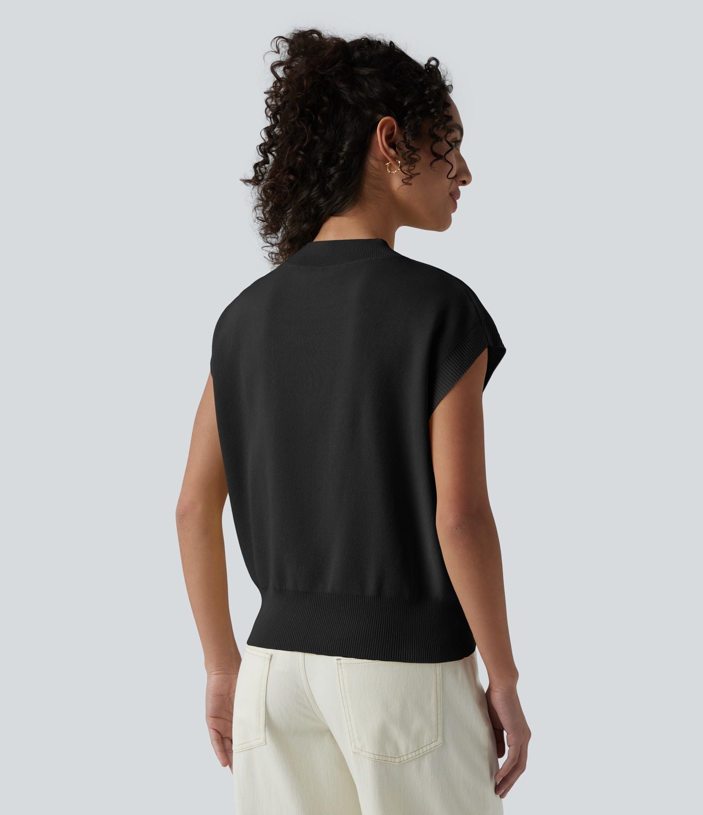 Pull décontracté sans manches col rond
