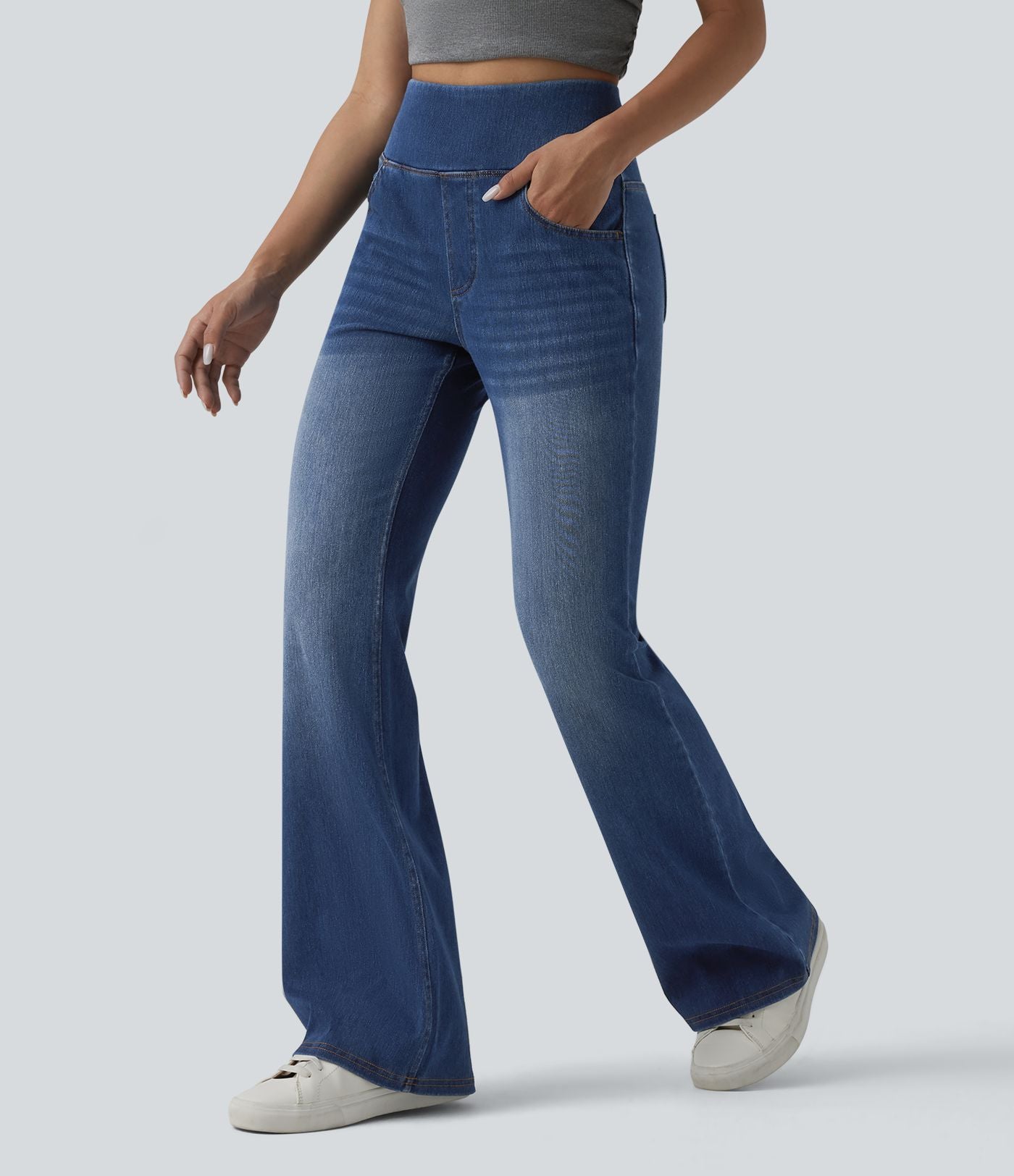Jean évasé Halara Flex™ gainant casual taille haute avec poches