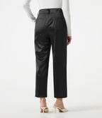 Pantalon habillé fuselé taille haute en satin avec poches