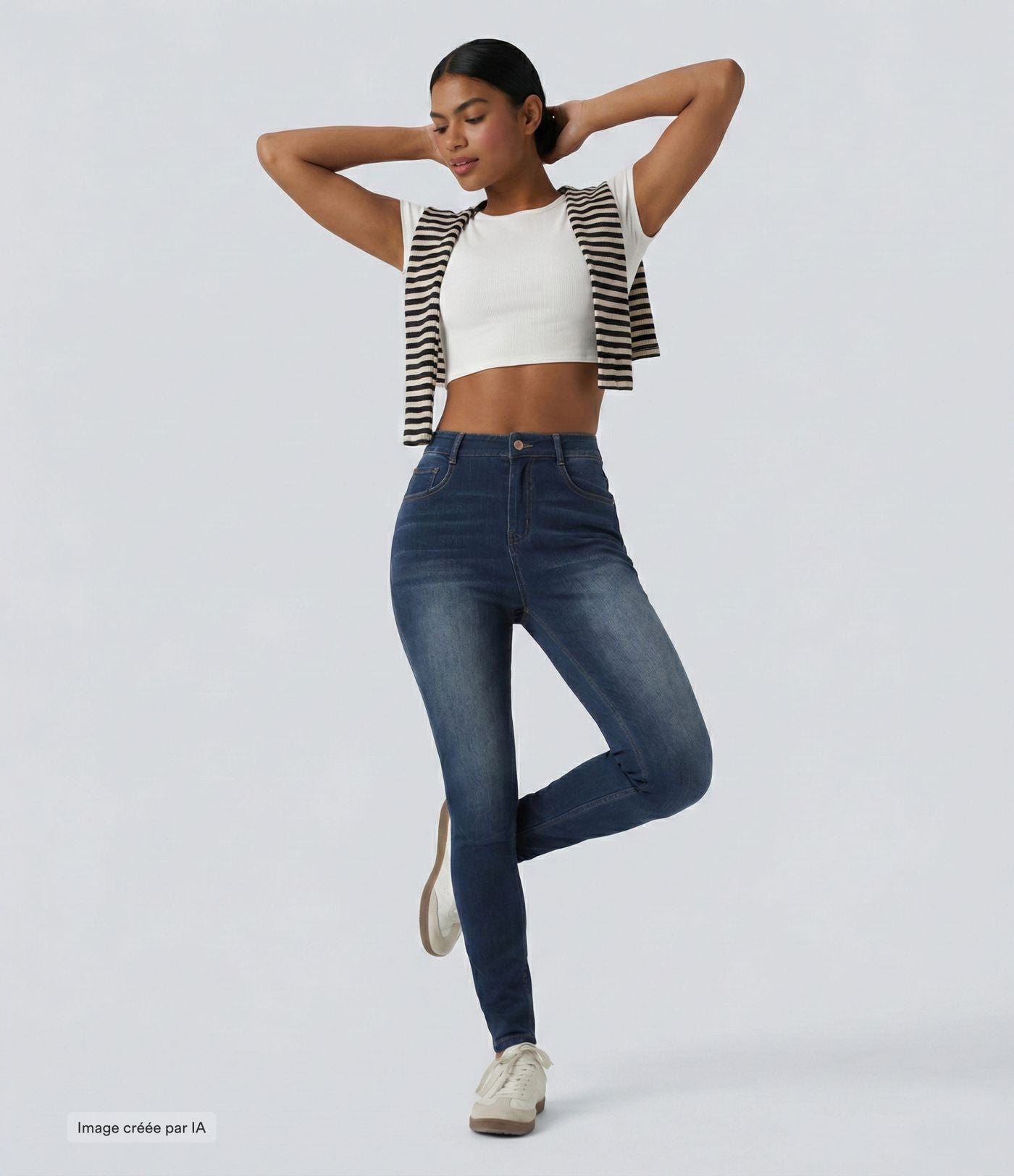 Jean ajusté décontracté Halara Flex™ taille haute avec poches