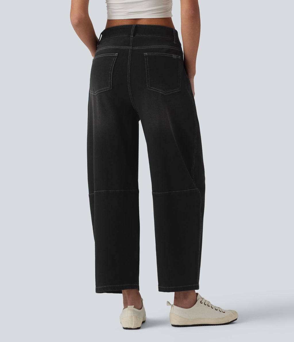Jean Barrel 7/8 taille basse Halara Flex™ avec poches zippées