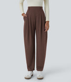 Pantalon de travail Halara Flex™ barrel côtelé, taille haute, avec poches
