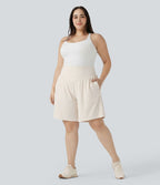 Bermuda de yoga grande taille SoftlyZero™ Airy taille haute effet frais InstantCool avec poches