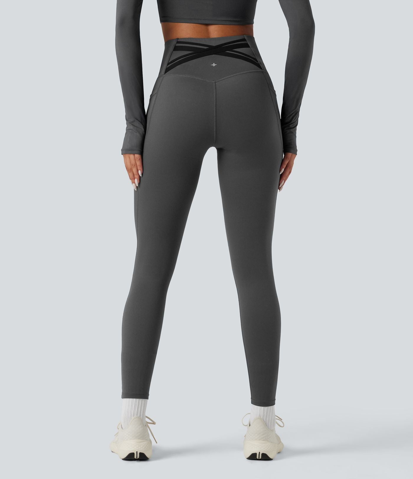 Legging running polaire thermique gainant croisé dos taille haute Halara UltraSculpt™ Heat avec poches