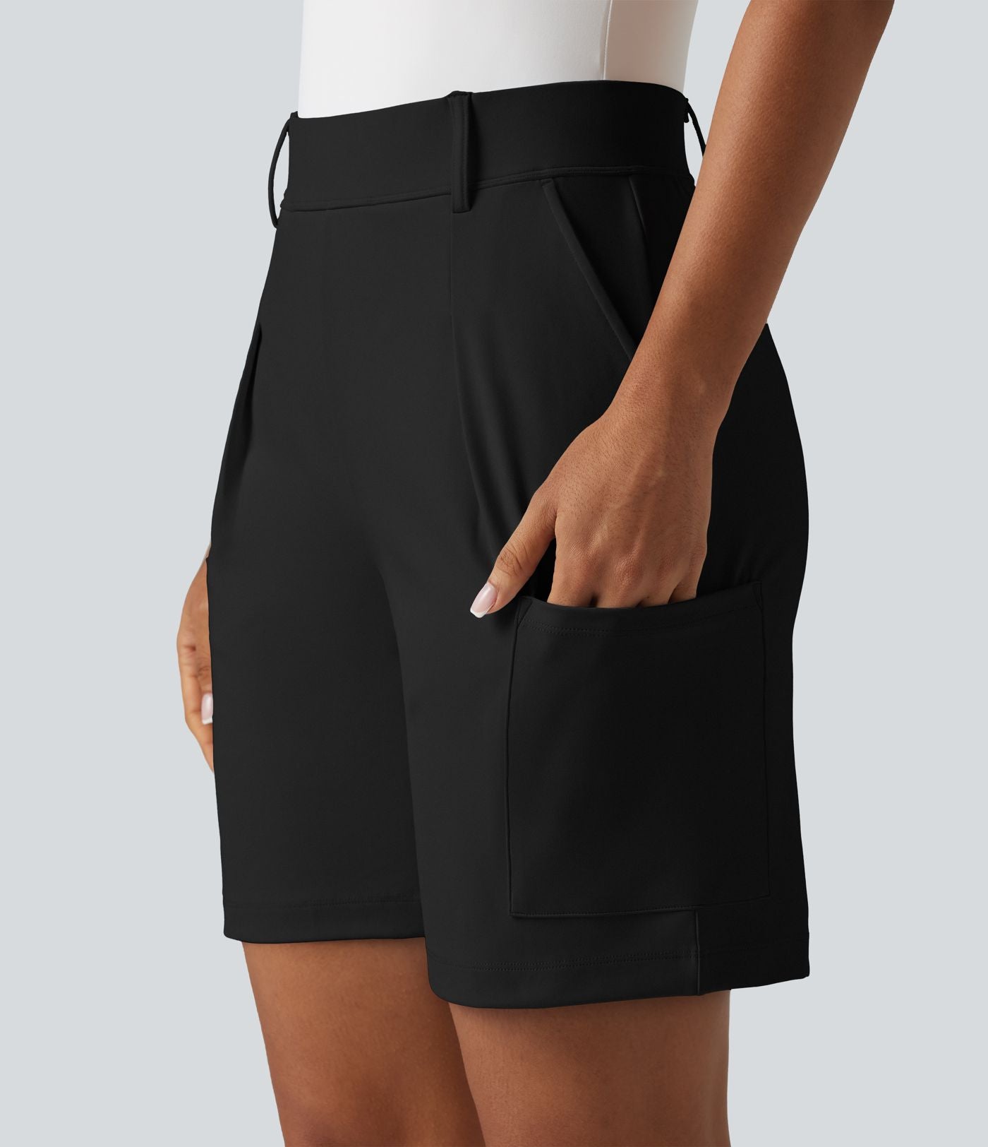 Short tailleur cargo ample à taille haute plissé DayStretch avec poches
