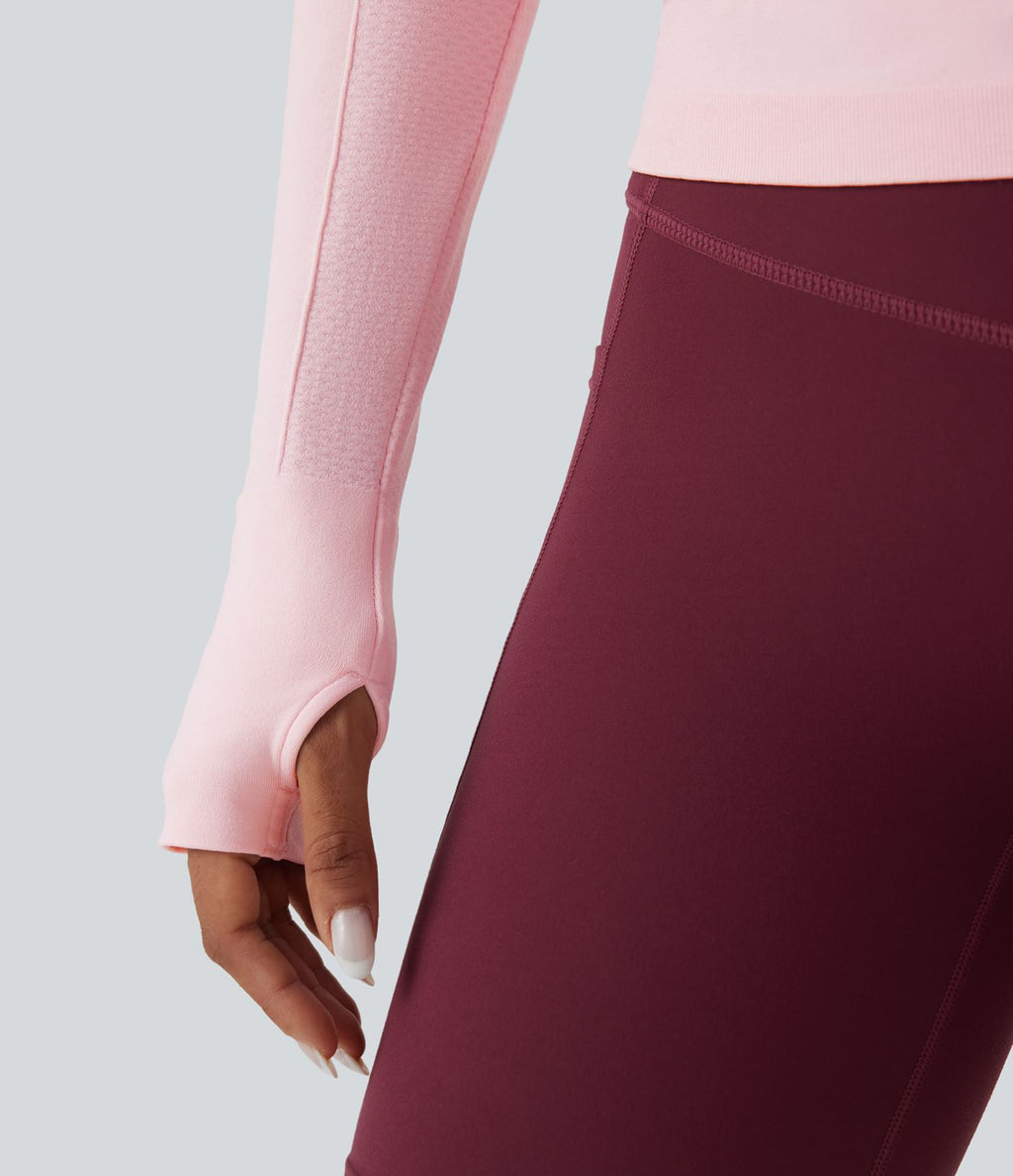 Haut de sport yoga manches raglan longues avec passants pouces sans couture OneForm Seamless Flow