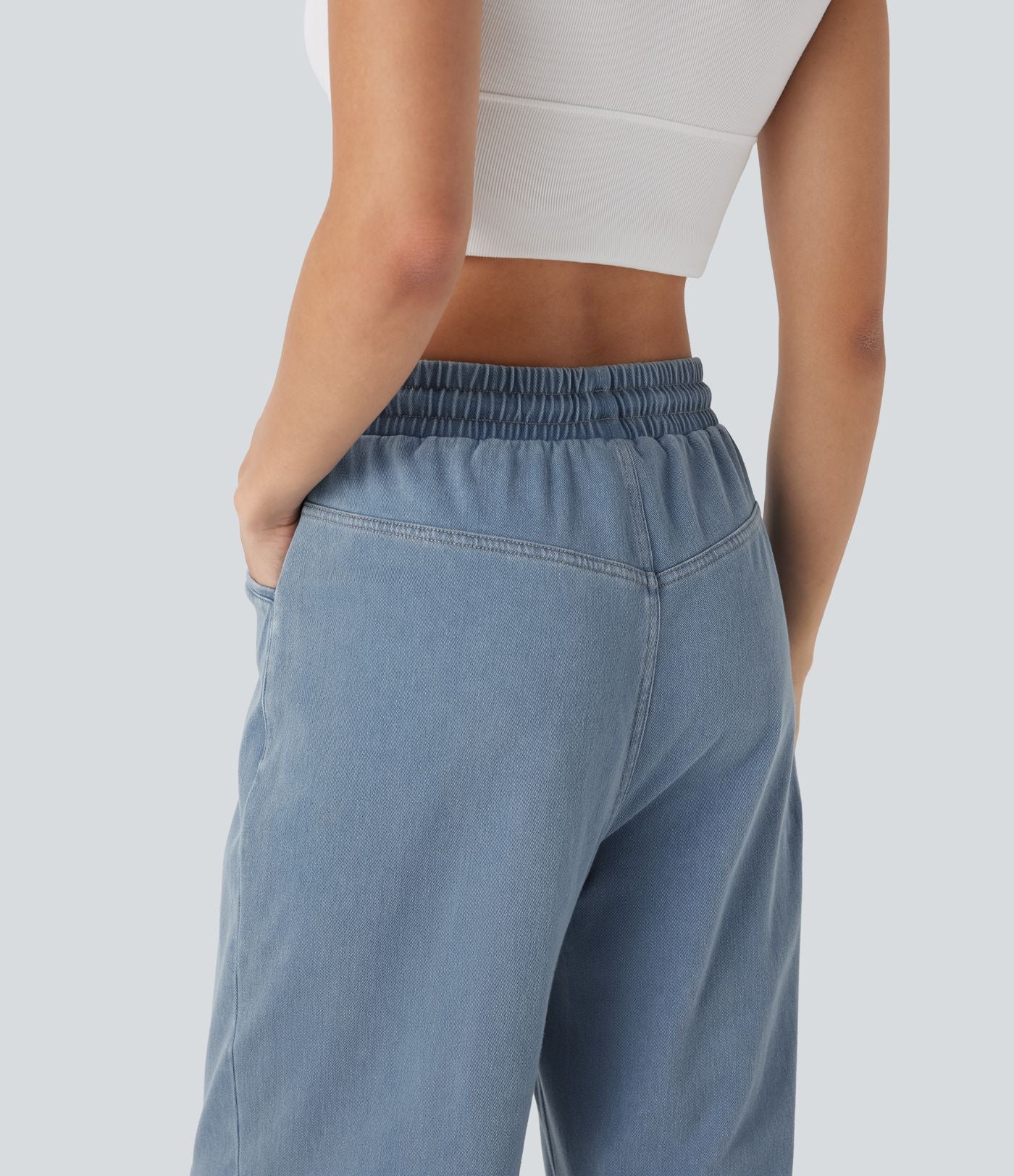 Jean Halara Flex™ taille haute large à cordon de serrage en maille extensible effet frais InstantCool avec poches