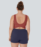 Débardeur Danse Barre Ballet Grande Taille à Encolure U Dos Nu et Croisé