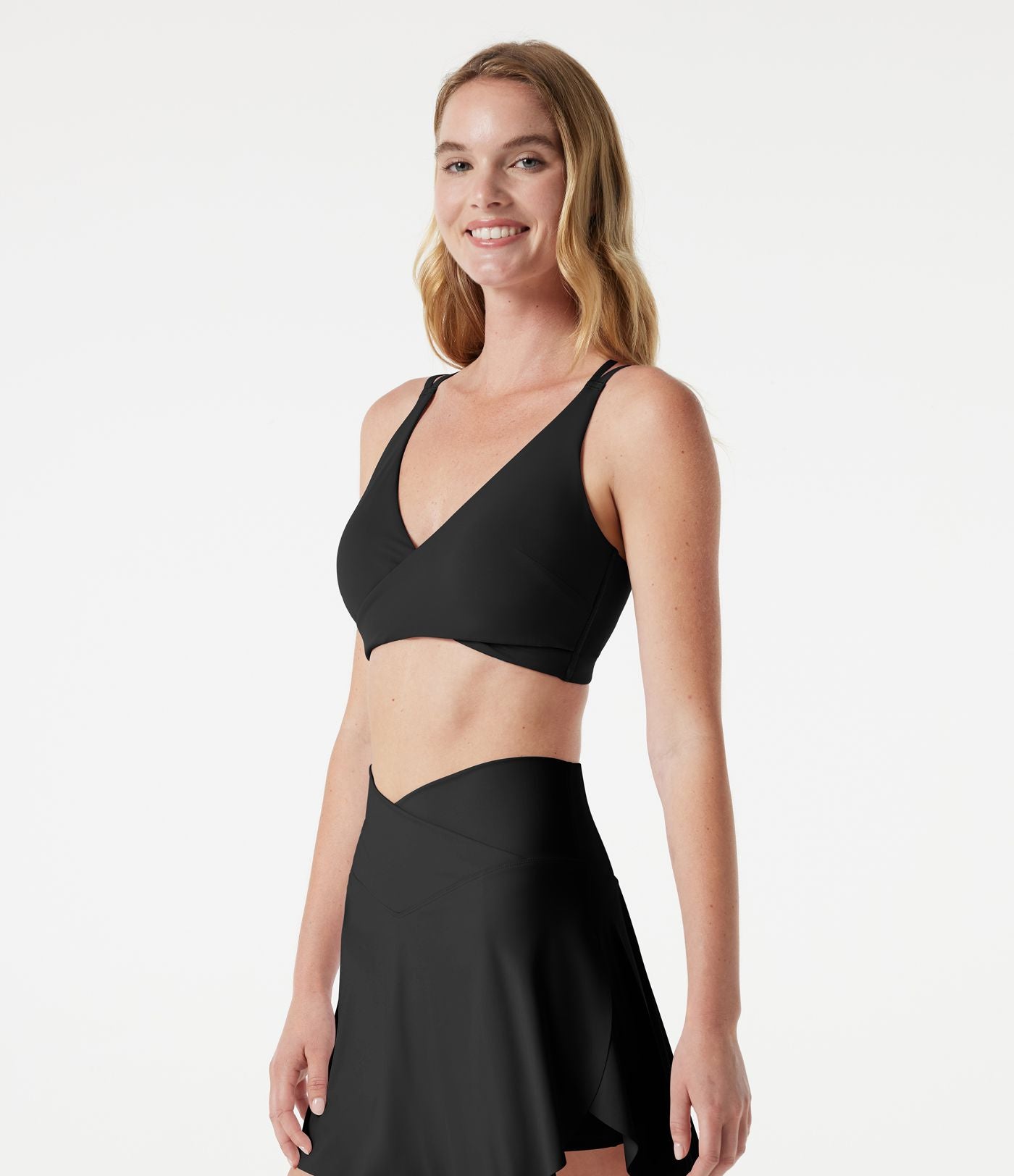 Brassière de sport yoga à maintien léger, col V, brassière intégrée, à effet frais InstantCool, séchage rapide, protection solaire UPF50+