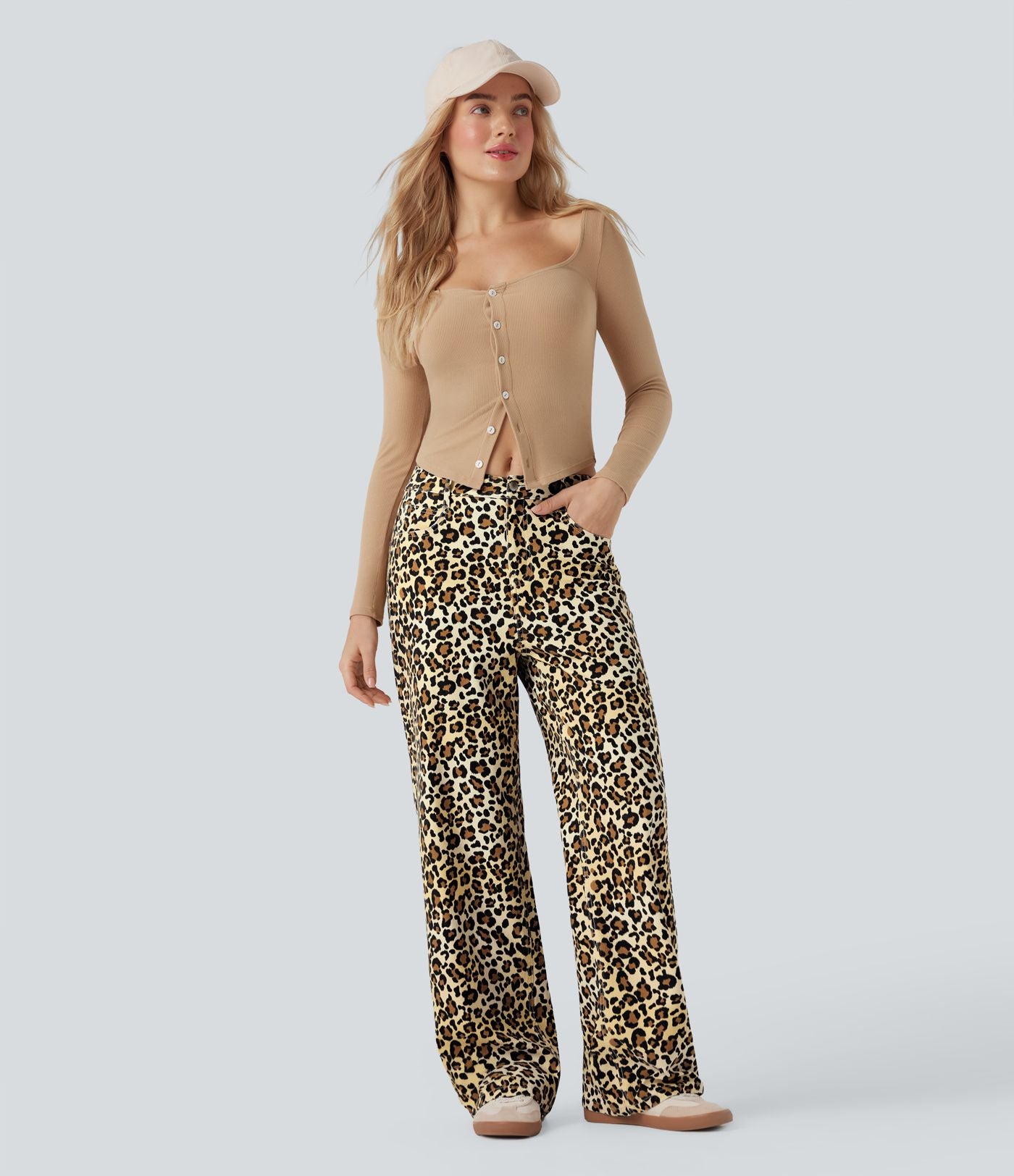 Jean baggy léopard Halara Flex™ taille mi-haute avec poches