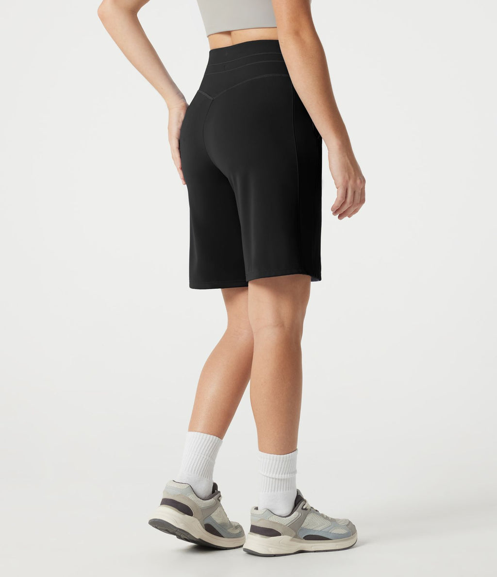 Short de sport SoftlyZero™ en peluche, taille haute, à cordon de serrage et poches
