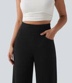 Pantalon casual large taille haute avec poches