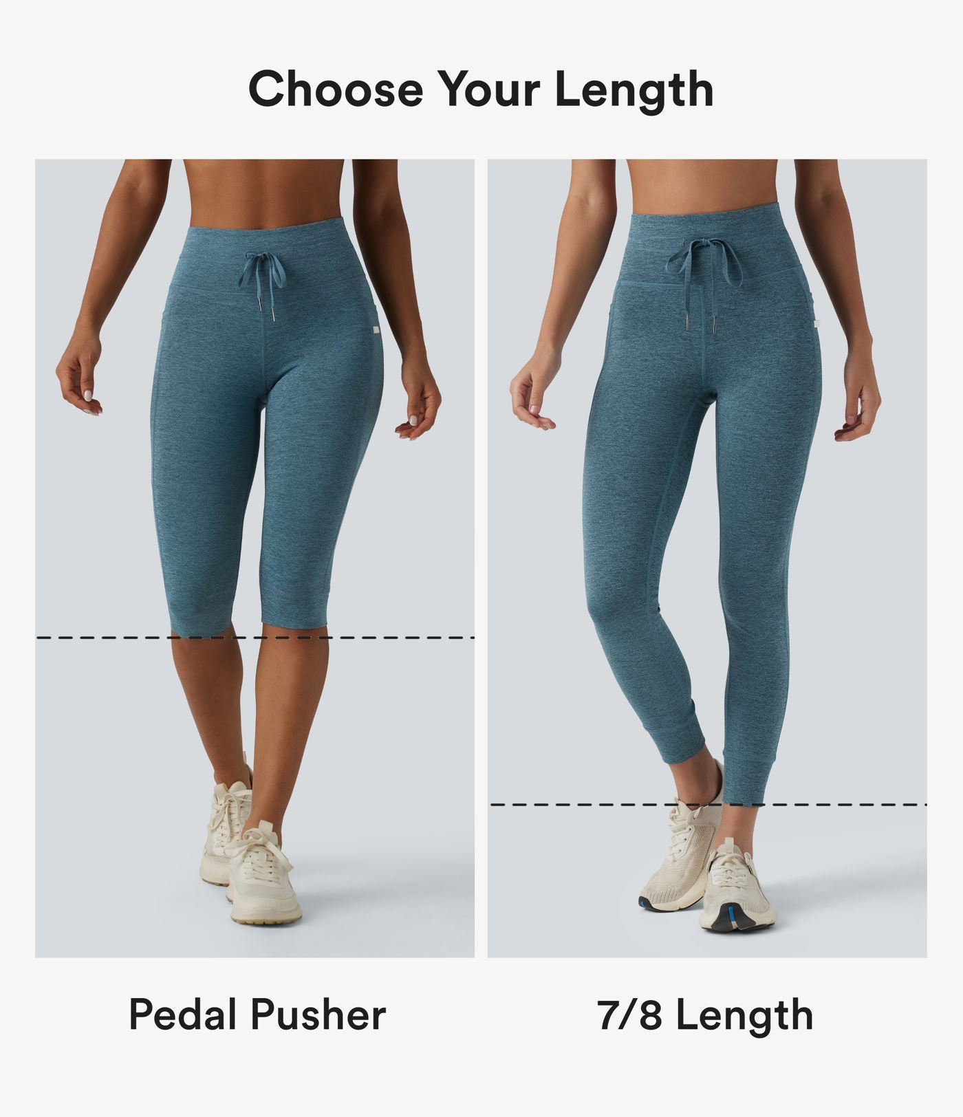 Legging de yoga Halara UltraSculpt™ chiné, taille haute, à cordon de serrage, séchage rapide, style caleçon avec poches