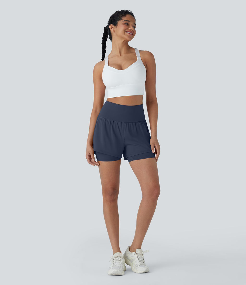 Short de yoga 2-en-1 SoftlyZero™ Airy taille très haute effet frais InstantCool 12,5 cm avec poches
