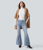 Halara Flex™ Jean évasé décontracté délavé taille basse avec poches