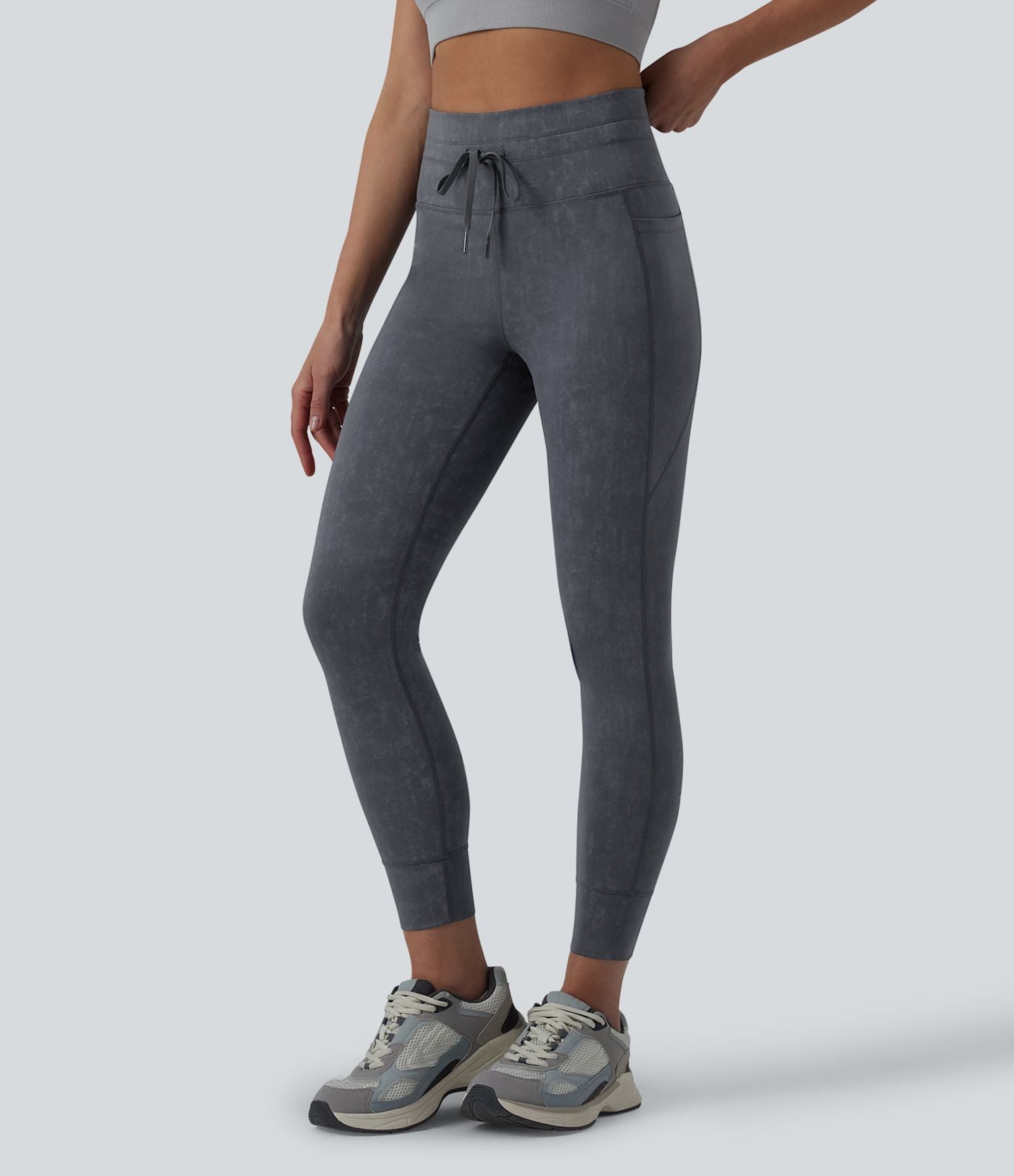 Legging casual 7/8 taille haute avec cordon de serrage et poches