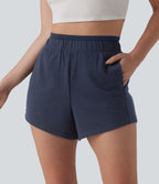 Short sweat décontracté 2 en 1 taille haute 10 cm avec poches