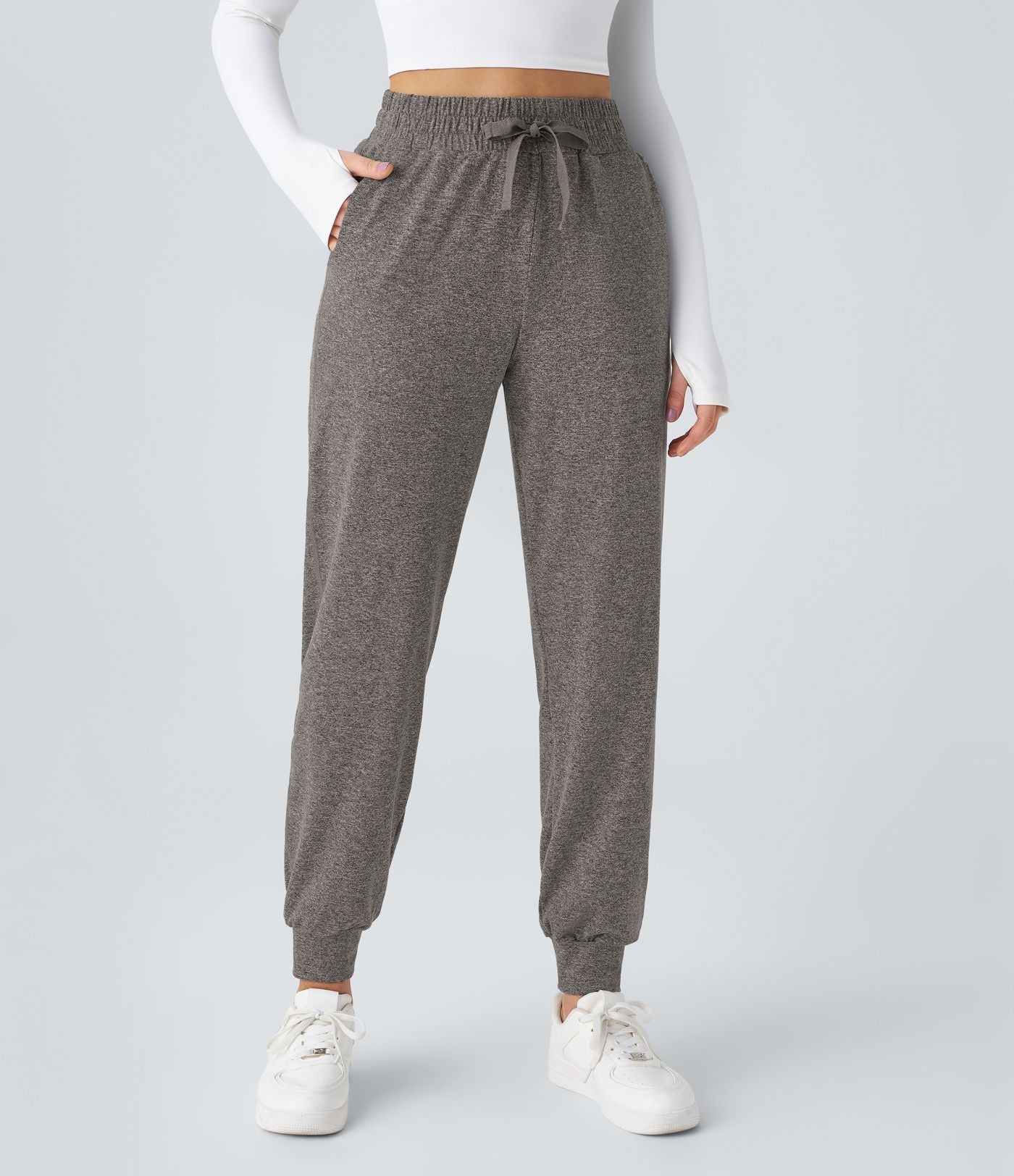 Jogging Yoga Froncé Taille Haute Cordon de Serrage Poche Latérale