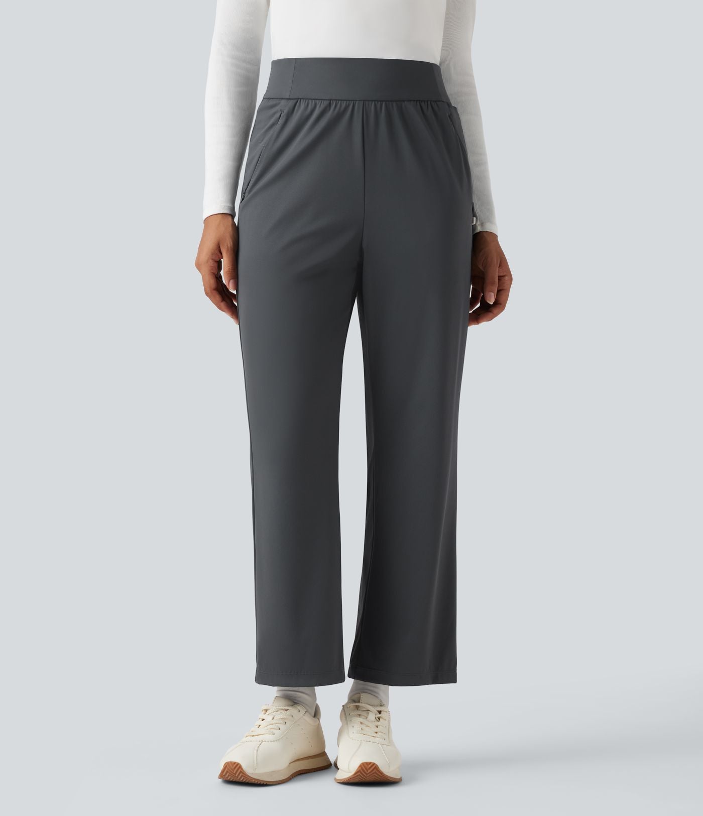 Pantalon de golf taille haute à coupe droite avec poches - Tee de golf