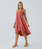 Robe décontractée mi-longue Breezeful™ dos nageur poche latérale fluide asymétrique séchage rapide A-C