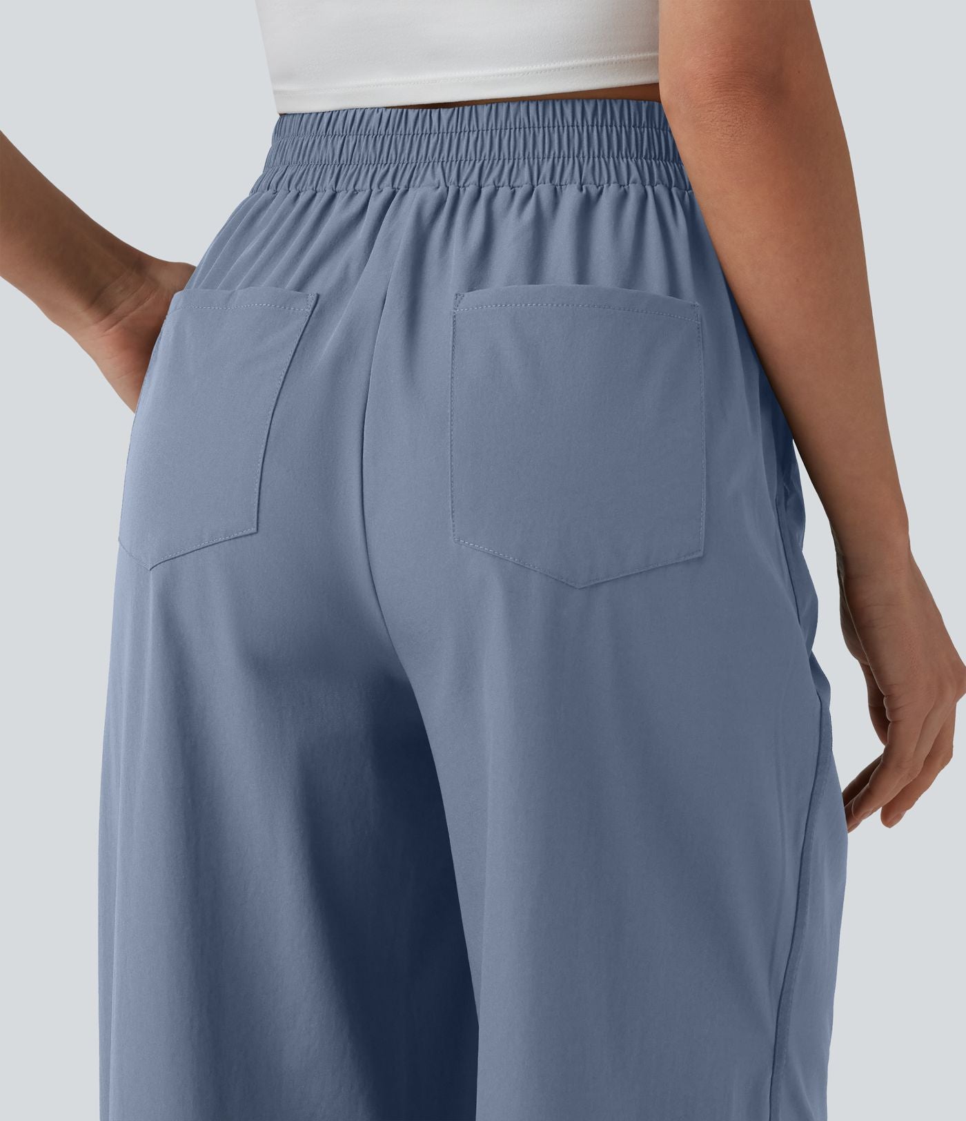 Pantalon large taille haute avec poches