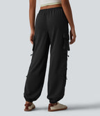Jogging cargo taille mi-haute avec cordon de serrage réglable et poches