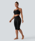 Legging de yoga corsaire SoftlyZero™ taille haute croisé dentelle contrastante avec poche - UPF50+