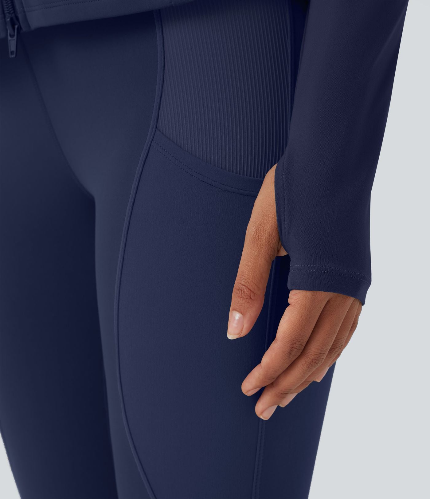 Veste SoftlyZero™ à capuche manches longues avec trous pouces détails plissés et poches-UPF50+