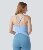 Débardeur de yoga col rond dos croisé à ourlet croisé