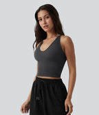 OneForm Seamless Flow Débardeur de yoga crop dos nu croisé décolleté en V profond avec soutien-gorge intégré