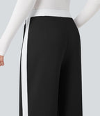 Pantalon de travail coupe droite taille moyenne color block avec fente avec poches