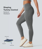 Legging de yoga gainant taille haute chiné à séchage rapide avec poches Halara UltraSculpt™
